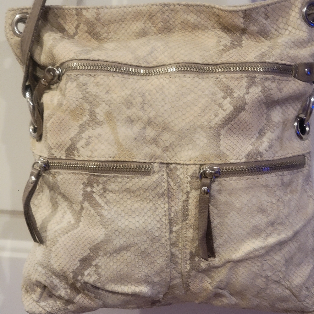 Maurizio Taiuti Snakeskin Leather Medium Fold-Over Cross-body Bag Made in Italy